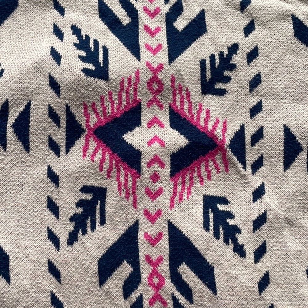 Flying Tomato Open Front Aztec Knit Poncho - Picture 3 of 6